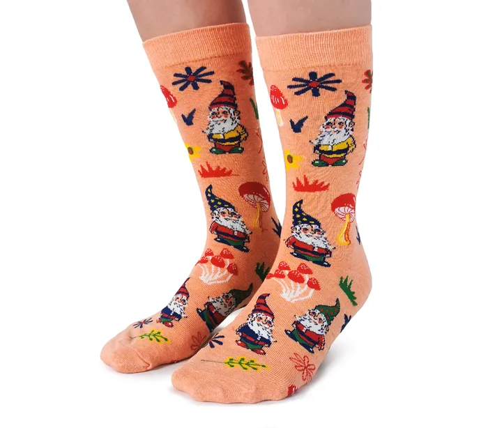 "Gnome" Cotton Crew Socks by Uptown Sox