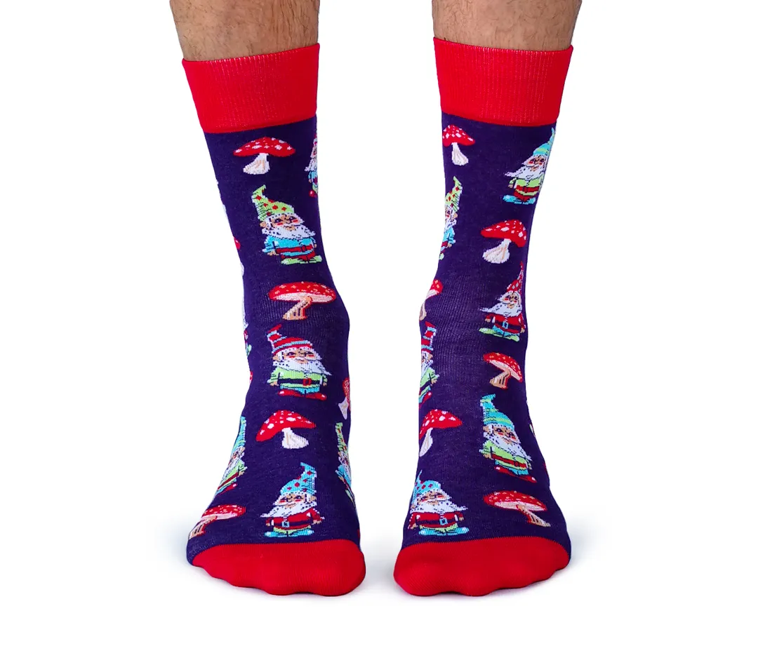 "Gnome" Cotton Crew Socks by Uptown Sox