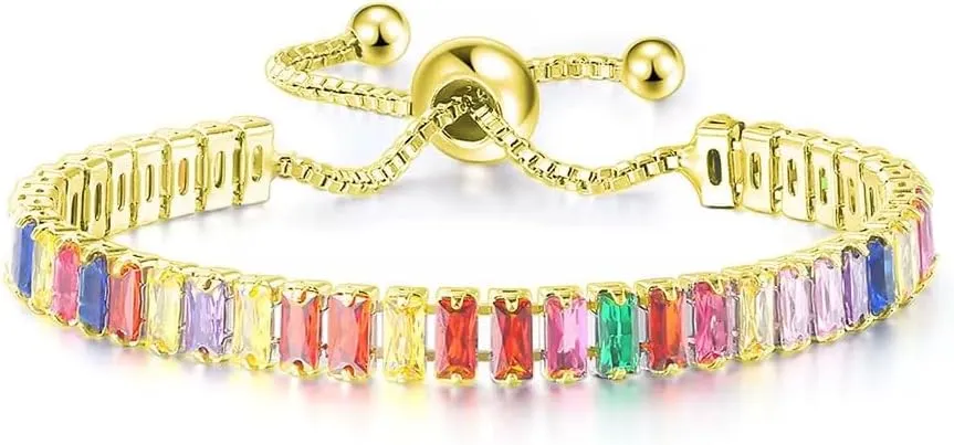 Rainbow Bolo Bracelet, 6 Colors, Gold Plated, Adjustable