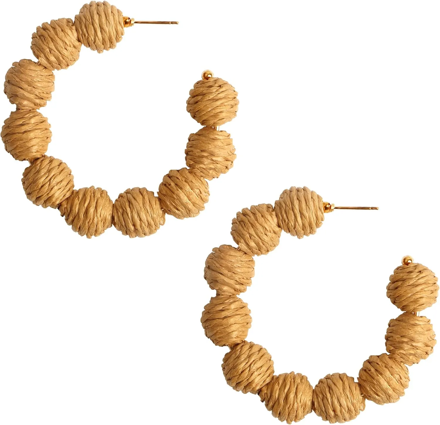 Rattan Earrings Handmade Raffia Hoop Earrings for Women Summer Straw Boho Dangle Geometric Earrings Statement Beach Accessory Jewelry