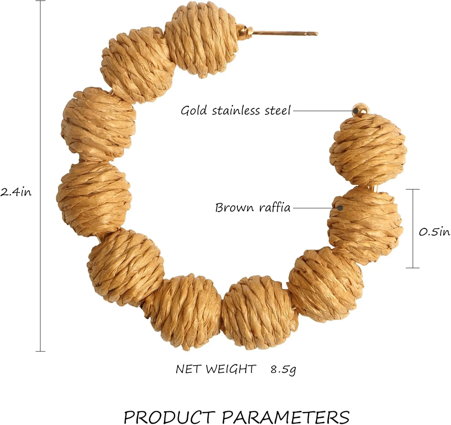 Rattan Earrings Handmade Raffia Hoop Earrings for Women Summer Straw Boho Dangle Geometric Earrings Statement Beach Accessory Jewelry
