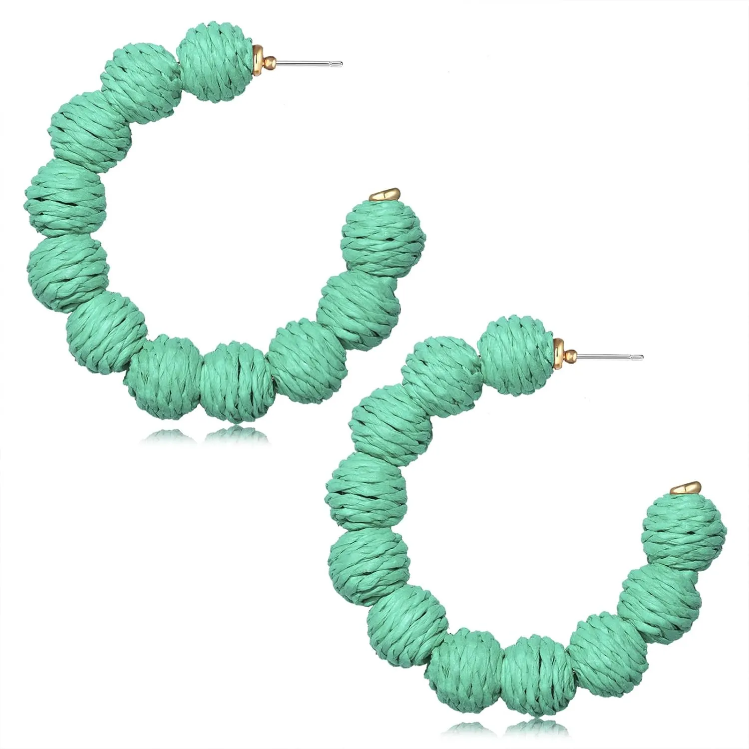 Rattan Earrings Statement Rattan Hoop Earrings for Women Woven Bohemian Earrings Handmade Straw Wicker Braid Big Drop Dangle Earrings for Women Summer Beach Jewelry