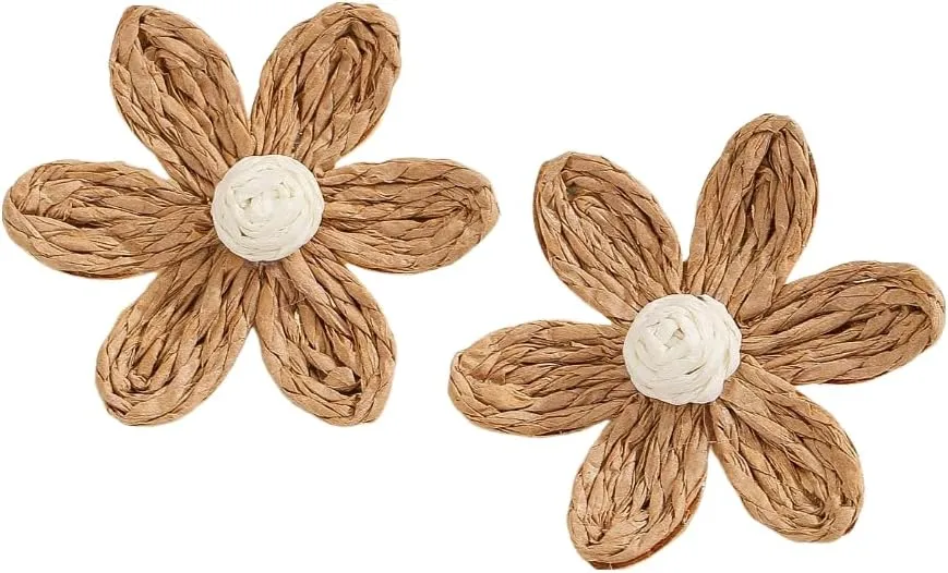 Rattan flower Earrings for Women Multicolor Daisy Raffia Straw Flower Drop Dangle Earrings Weaving Handmade Boho Summer Beach Jewelry