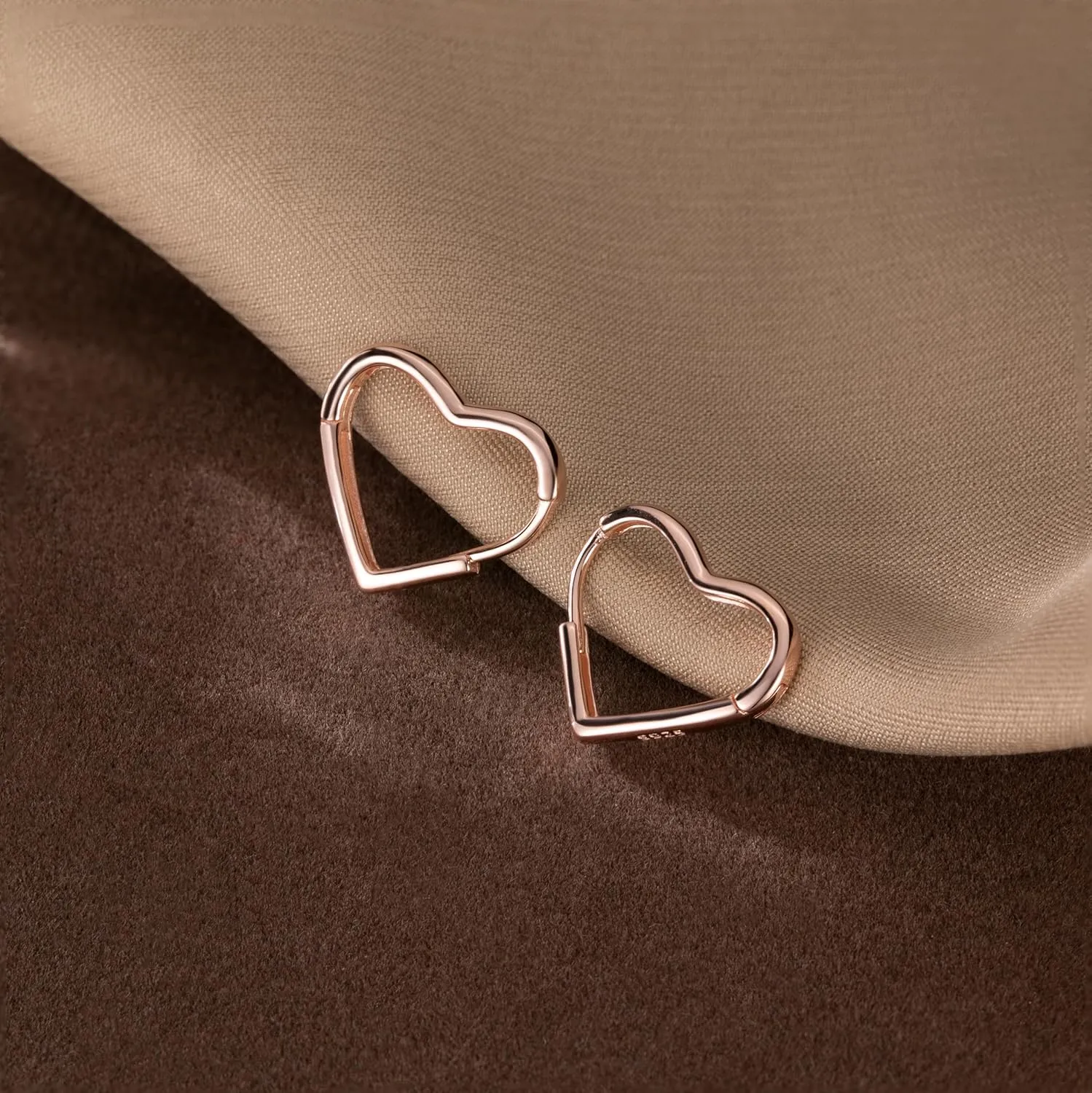 Reffeer Solid 925 Sterling Silver Heart Earrings Hoop Minimalist Sleeper Huggie Earrings For Women Teens