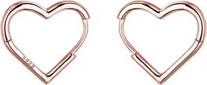 Reffeer Solid 925 Sterling Silver Heart Earrings Hoop Minimalist Sleeper Huggie Earrings For Women Teens