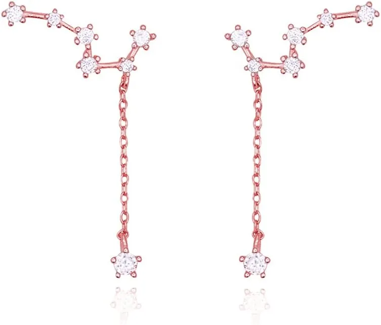 Reffeer Solid 925 Sterling Silver Star Ear Cuffs Chain Earrings for Women Star Wrap Earrings Climber