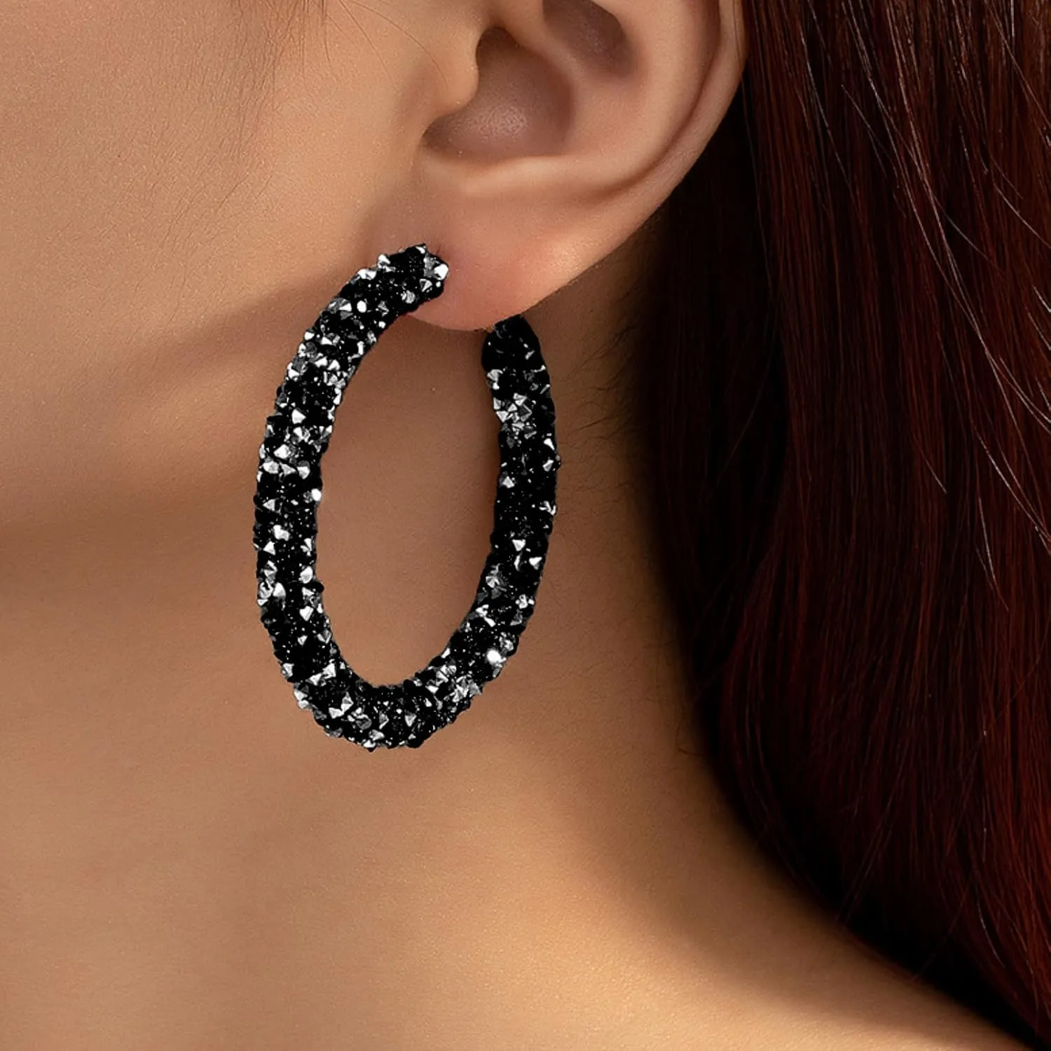 Rhinestone Hoop Earrings Big Hoop Earrings for Women Large Hoop Earrings Sparkly Hoops Earring Trendy Prom Wedding Jewelry Gifts