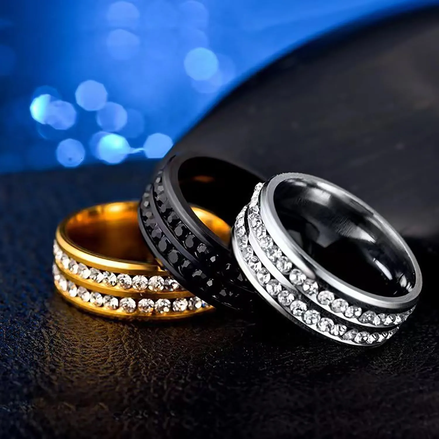 Rings for Couples Black Cubic Zirconia Wedding Ring Minimalism Couples Titanium Eternity Ring Wedding Engagement Anniversary Jewelry Gifts for Women Men
