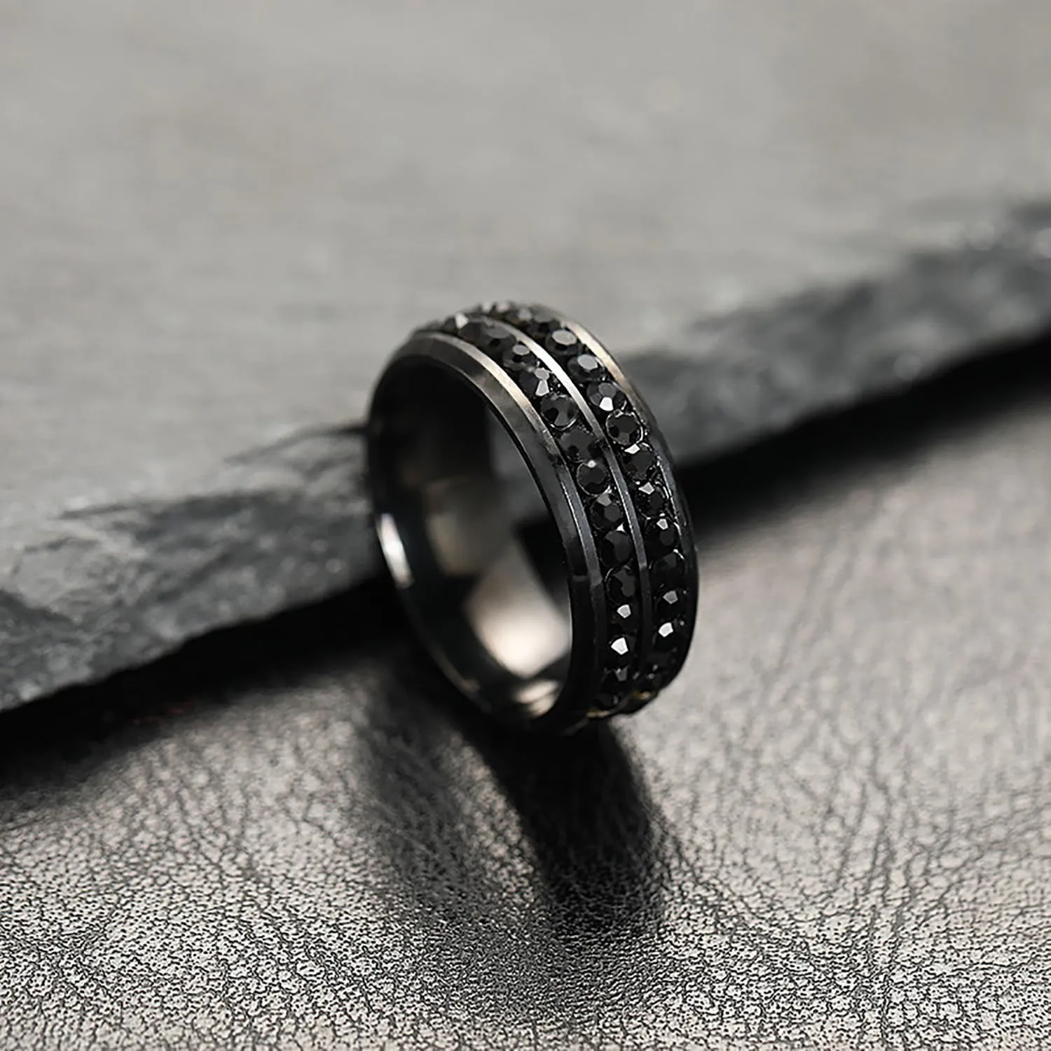 Rings for Couples Black Cubic Zirconia Wedding Ring Minimalism Couples Titanium Eternity Ring Wedding Engagement Anniversary Jewelry Gifts for Women Men