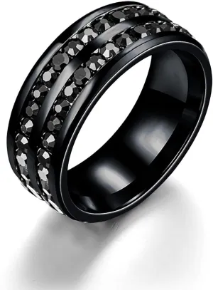 Rings for Couples Black Cubic Zirconia Wedding Ring Minimalism Couples Titanium Eternity Ring Wedding Engagement Anniversary Jewelry Gifts for Women Men