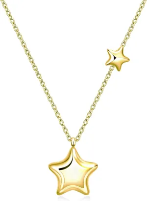Rnivida Stainless Steel Star Necklace for Women Minimalist Star Charm Pendant with Adjustable Chain