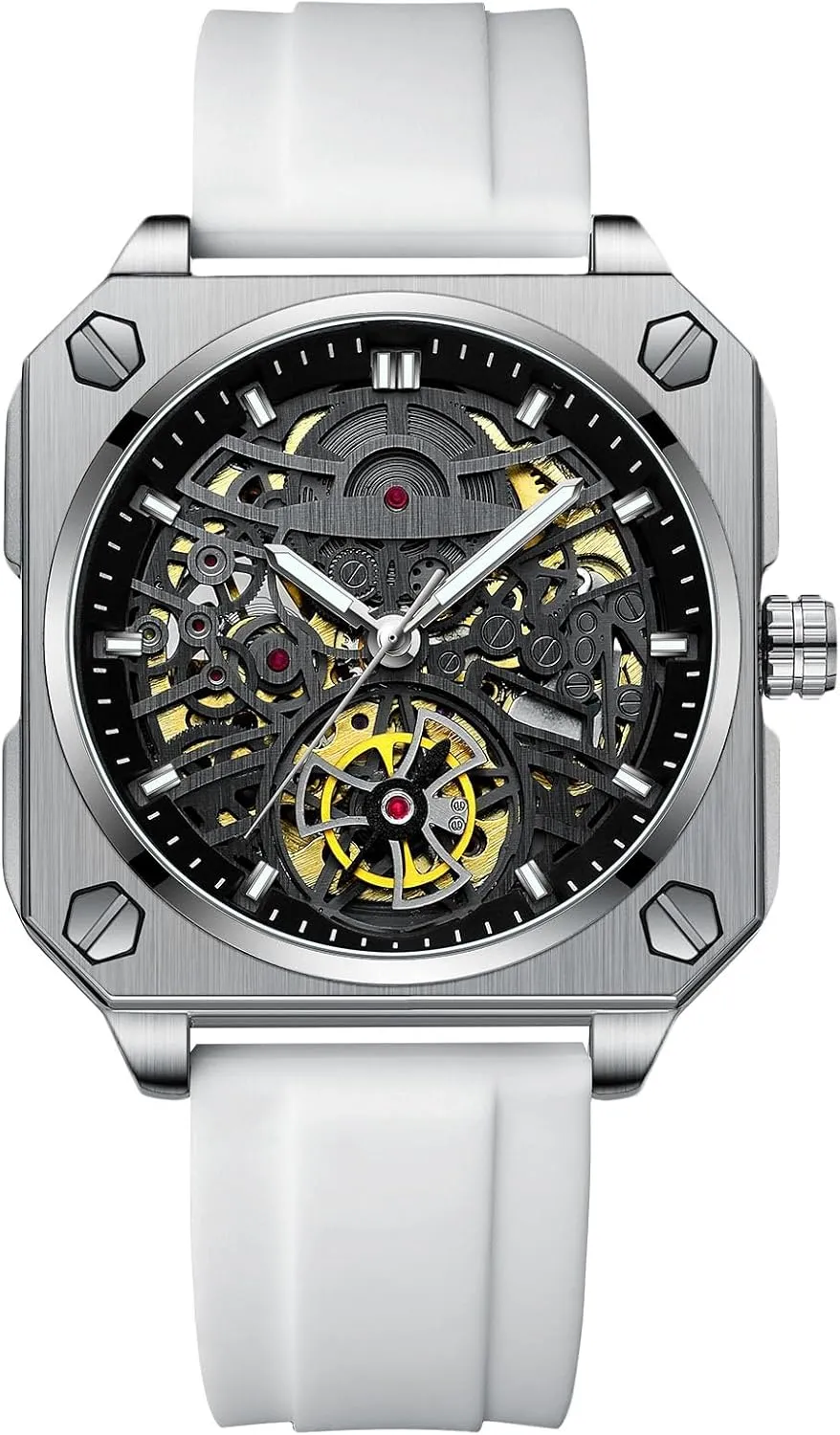 RORIOS Men's Self-Winding Wristwatch Automatic Mechanical Minimalist Skeleton Watch Casual Fashion Watches for Men