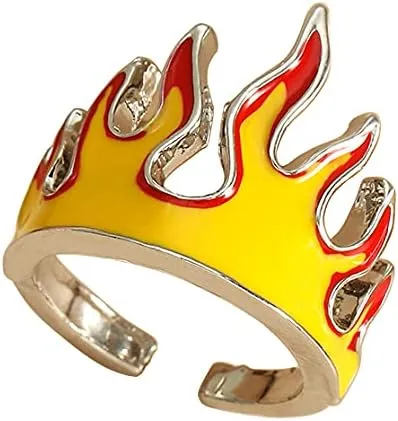 ROSTIVO Flame Ring for Men and Women Adjustable