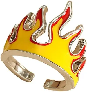 ROSTIVO Flame Ring for Men and Women Adjustable