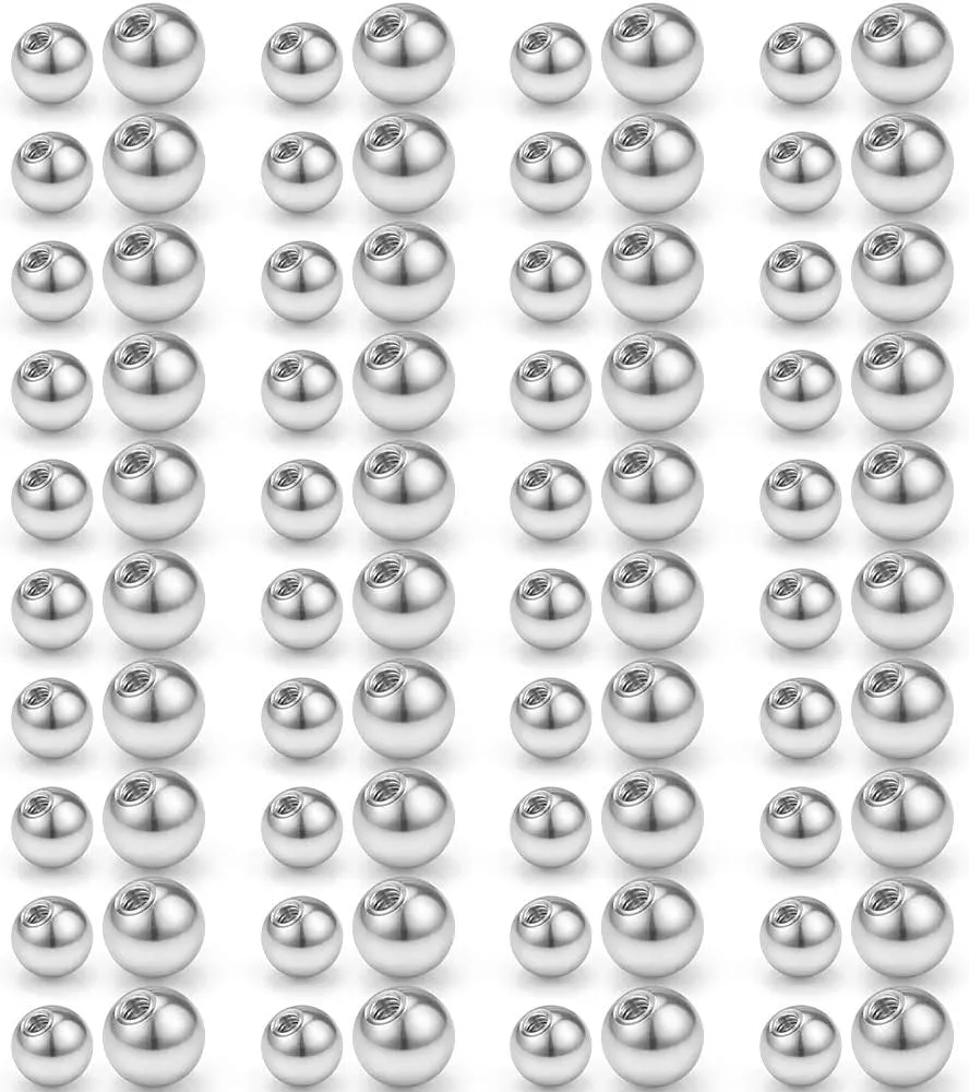 Ruifan 60-80PCS 316L Surgical Steel Replacement Balls Body Jewelry Piercing Barbell Parts 16G 14G Women Men