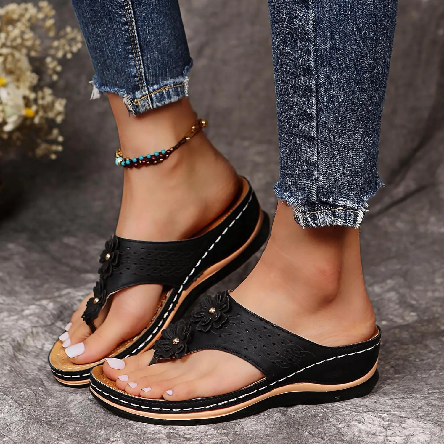Sandals Women Open Toe Anti Slip Comfortable Walking Womens Sandals Wedge Summer Dressy Orthopedic Platform Sandals