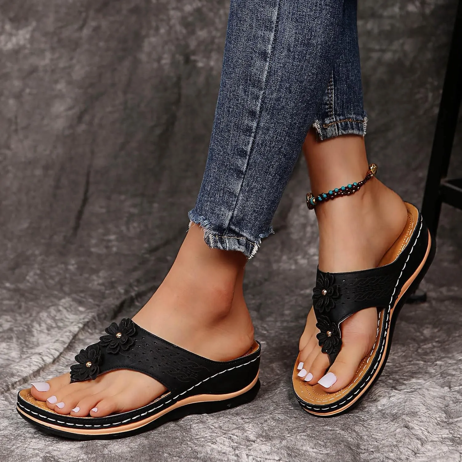 Sandals Women Open Toe Anti Slip Comfortable Walking Womens Sandals Wedge Summer Dressy Orthopedic Platform Sandals