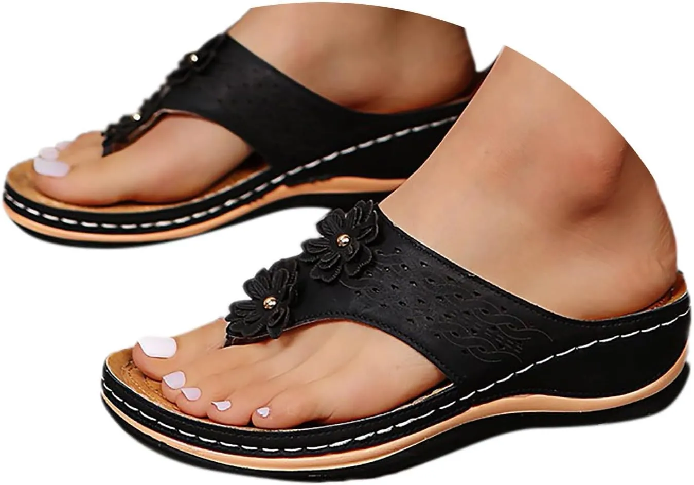 Sandals Women Open Toe Anti Slip Comfortable Walking Womens Sandals Wedge Summer Dressy Orthopedic Platform Sandals