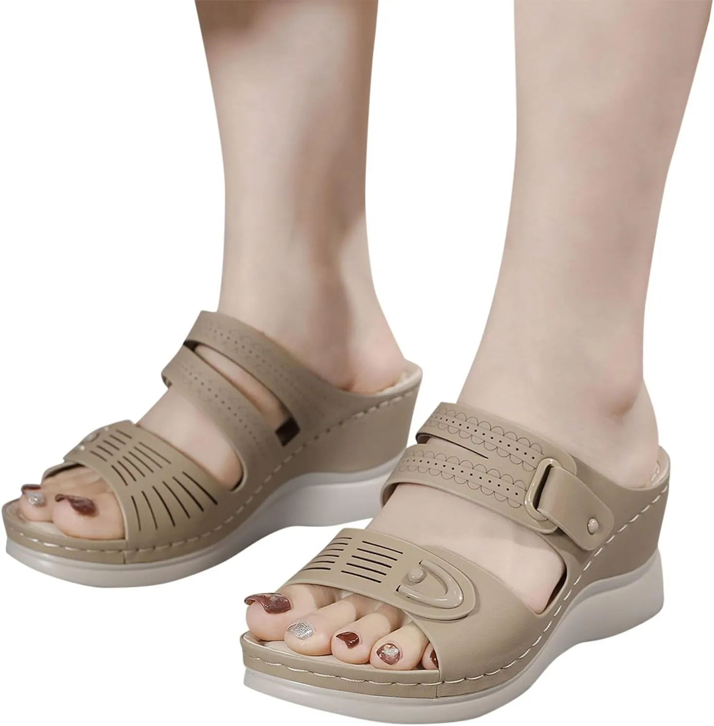 Sandals Women Open Toe Cross Strap Comfortable Womens Sandals Flats Beach Summer Dress Orthopedic Platform Sandals