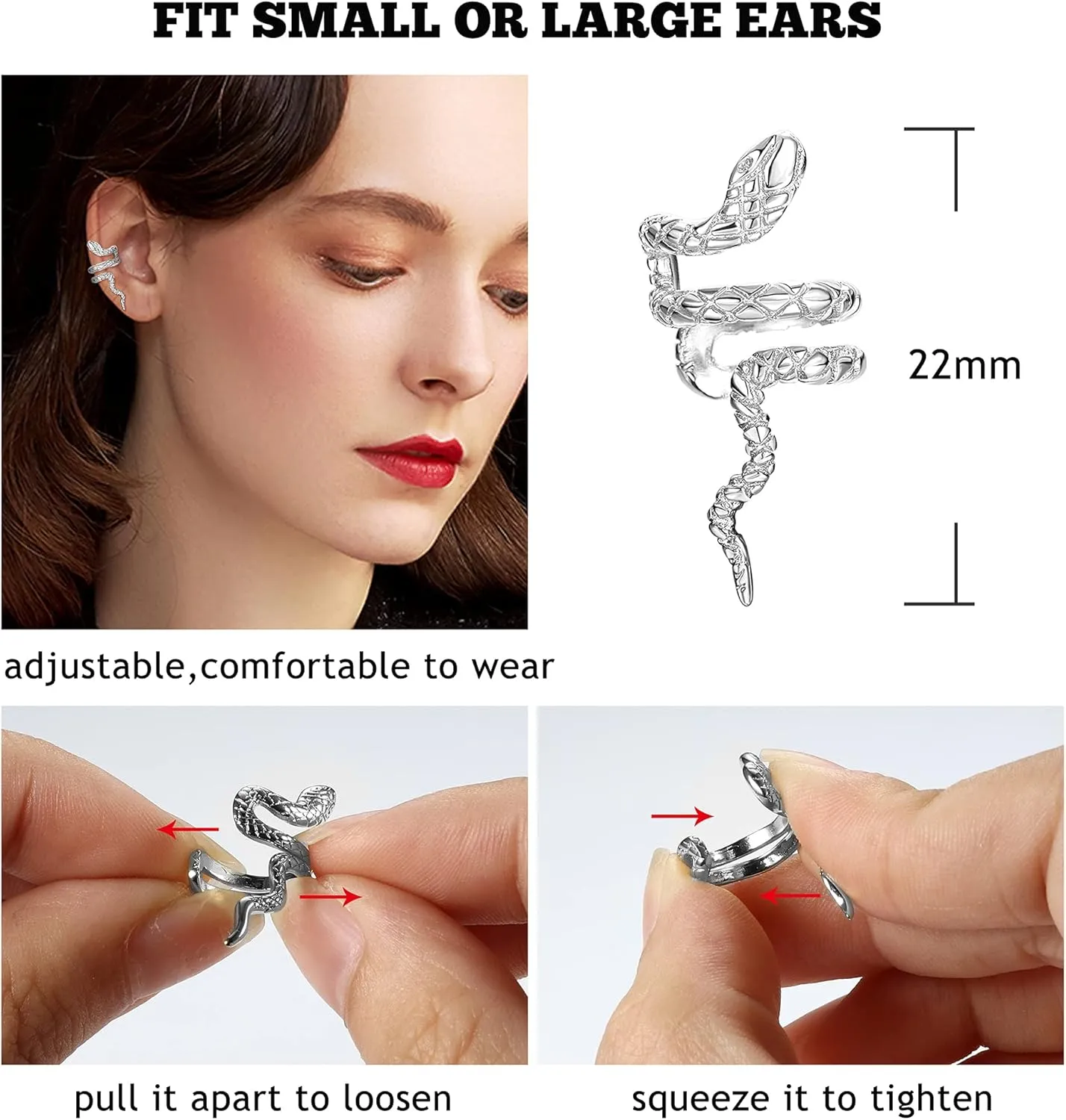 Sanfenly 16Pcs Cuff Earrings for Women Men Non Piercing Ear Cuff Adjustable Fake Earrings Clip On Cartilage Helix Wrap Earrings Set