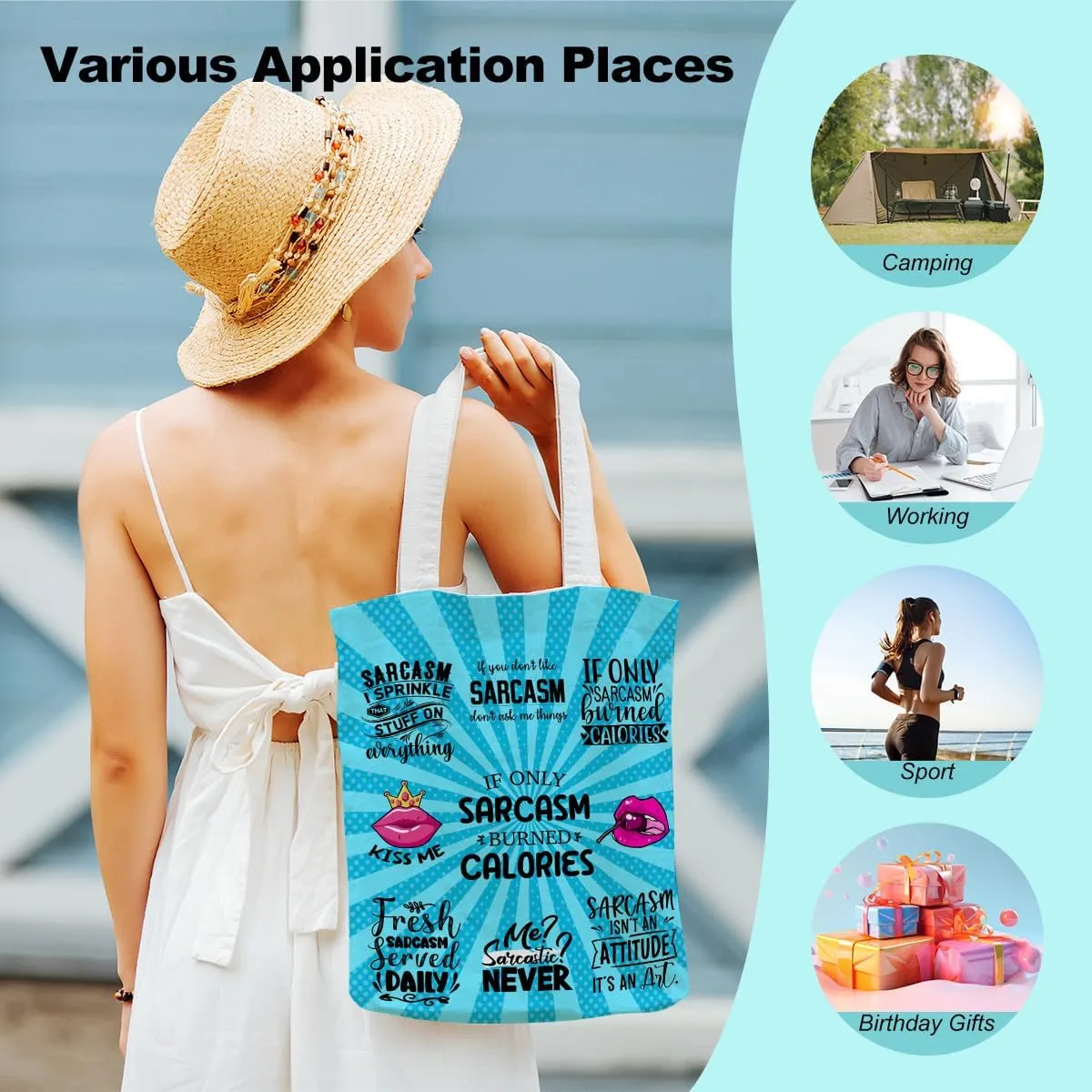 Sarcastic Funny Gifts Tote Bag for Women, Reusable Grocery Bags for Girls Mom Appreciation Christmas Birthday