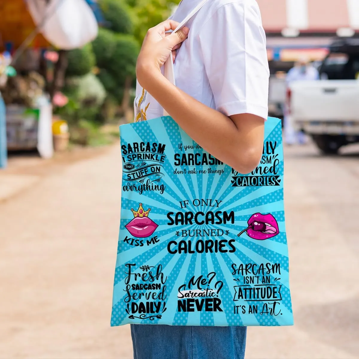 Sarcastic Funny Gifts Tote Bag for Women, Reusable Grocery Bags for Girls Mom Appreciation Christmas Birthday