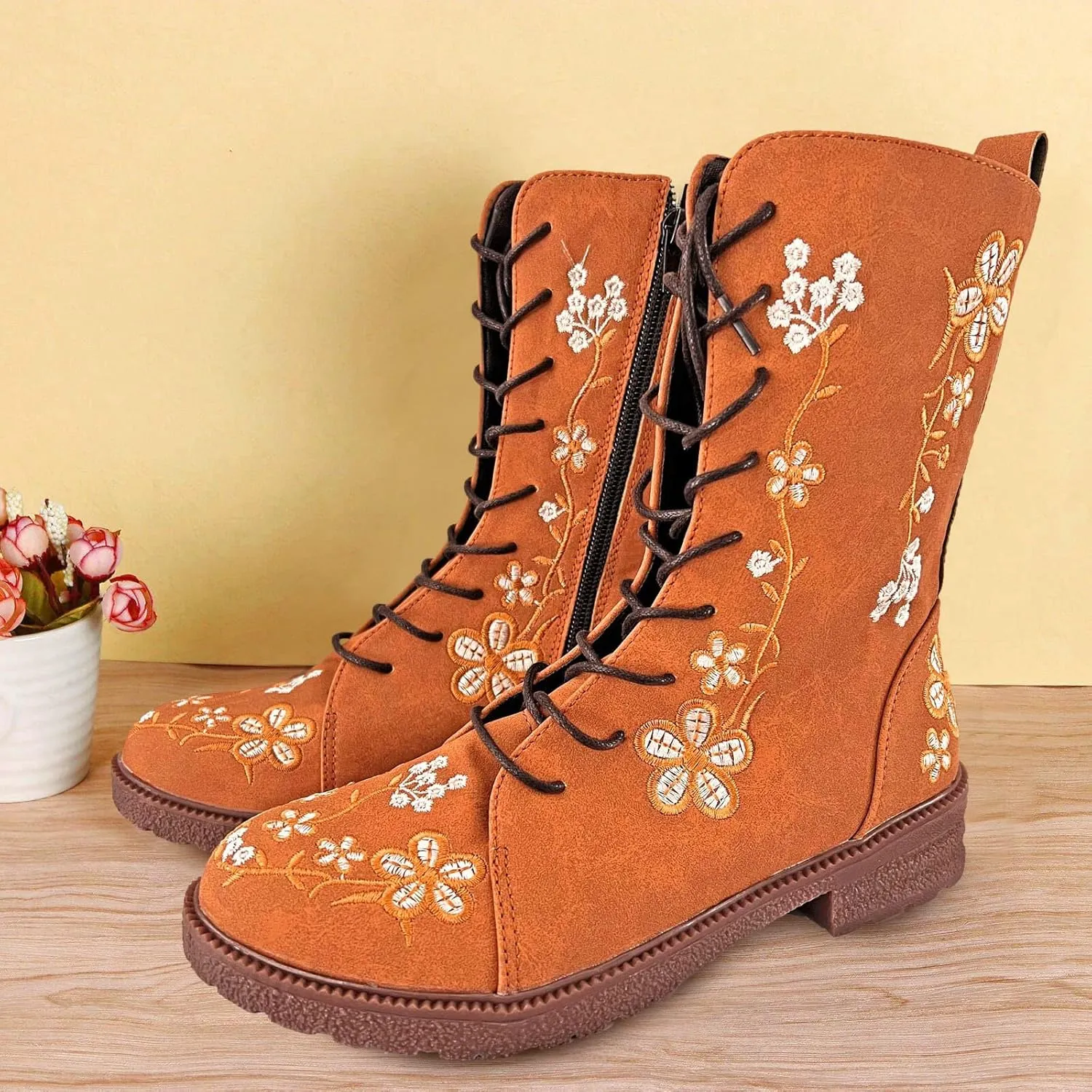 SBGMoSJ Leather Cowboy Boots Women Size 9 White Cowboy Boots Ladies Wide Calf Black Western Boots for Women Wide Calf Dress Boots for Women Suede Black Knee High Cowboy Boots for Women Wide Calf