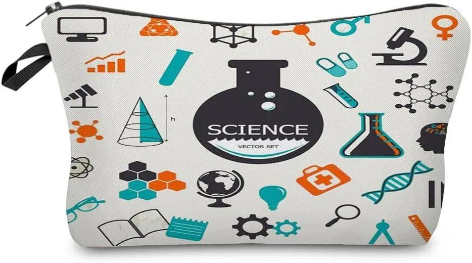 Science Cosmetic Bag for Women Cute Small Makeup Bag for Purse Travel Toiletry Zipper Pouch for Girls Gift for Students Science Makeup Bag for Her