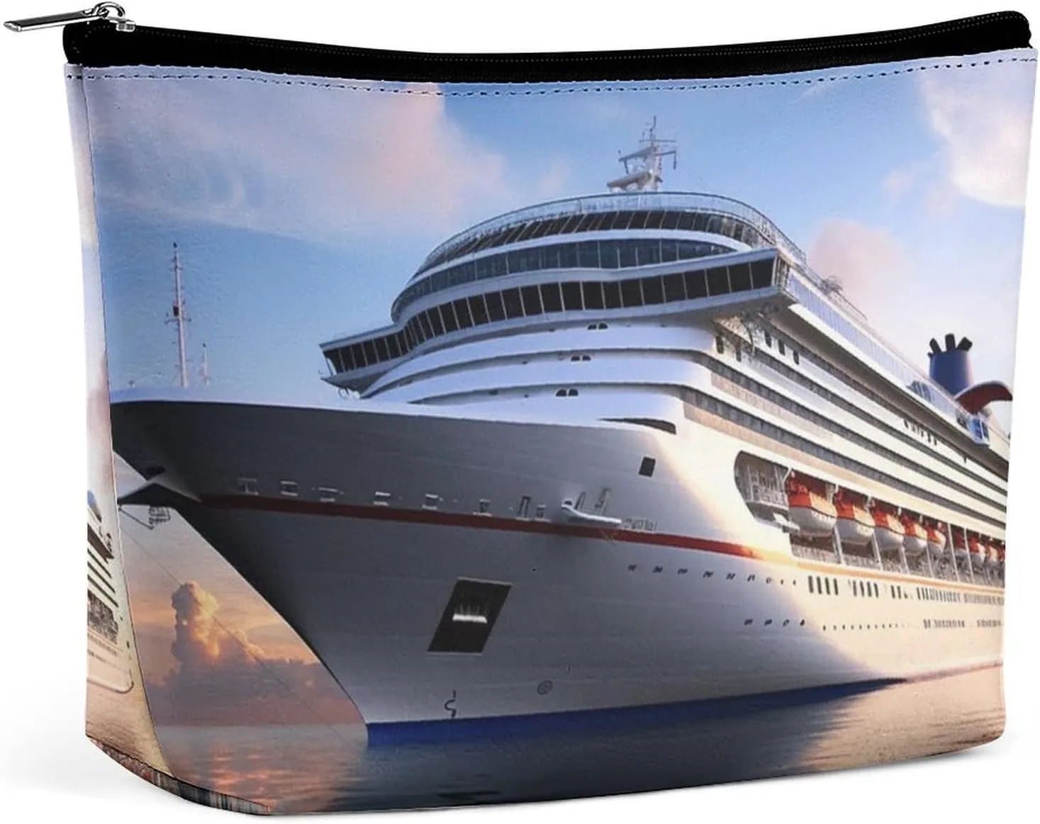 Sea Ship Cosmetic Bags for Women Men Waterproof Travel Toiletry Bag Large Capacity Makeup Bags PU Leather Cute Makeup Pouch Protable Travel Bag for Toiletries