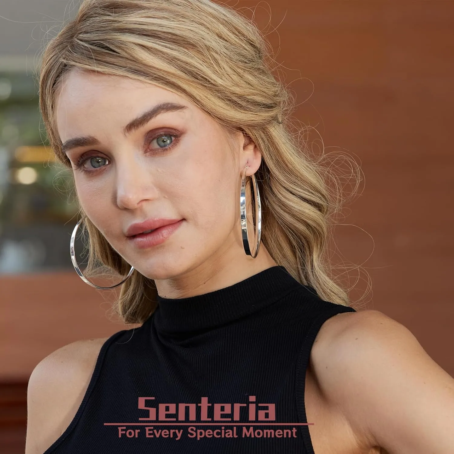 Senteria 5MM Wide 925 Sterling Silver Hoop Earrings for Women Hypoallergenic Extra Large Silver Hoops Earrings Large Oversize Big Thick Hoop Earrings for Women 30/40/50/60/70MM