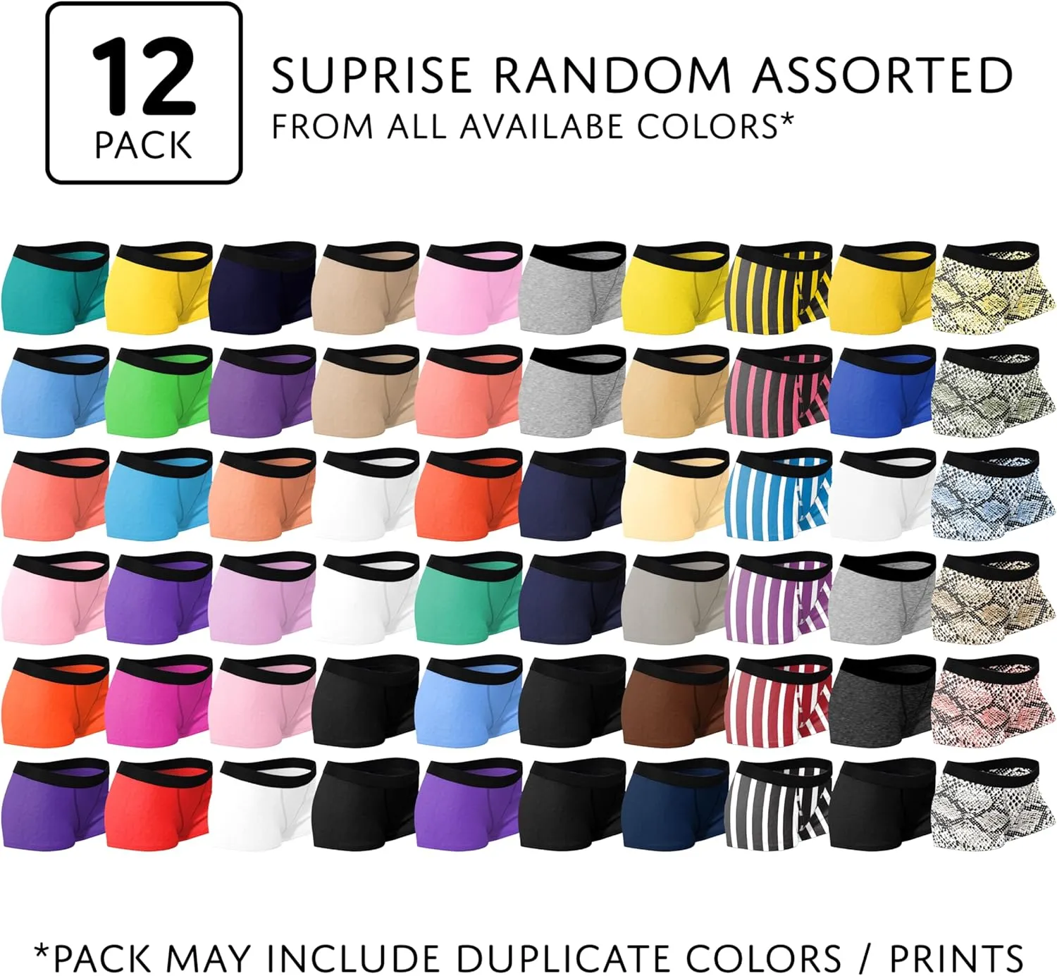 Sexy Basics Women's 6 Pack & 12 Pack Active Boy Short - Boxer Brief Cotton-Stretch Panties