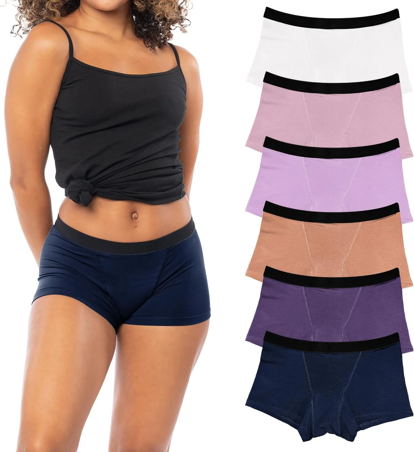 Sexy Basics Women's 6 Pack & 12 Pack Active Boy Short - Boxer Brief Cotton-Stretch Panties