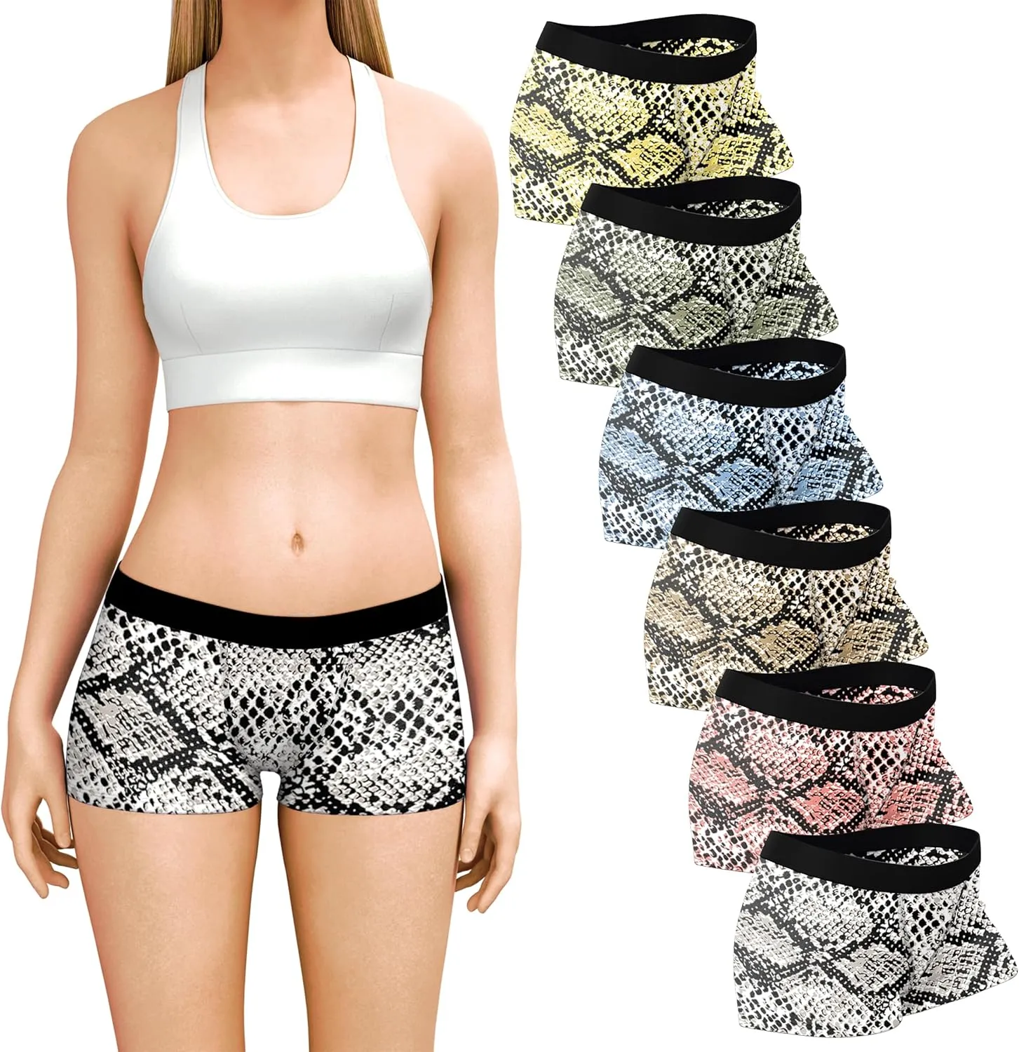 Sexy Basics Women's 6 Pack & 12 Pack Active Boy Short - Boxer Brief Cotton-Stretch Panties