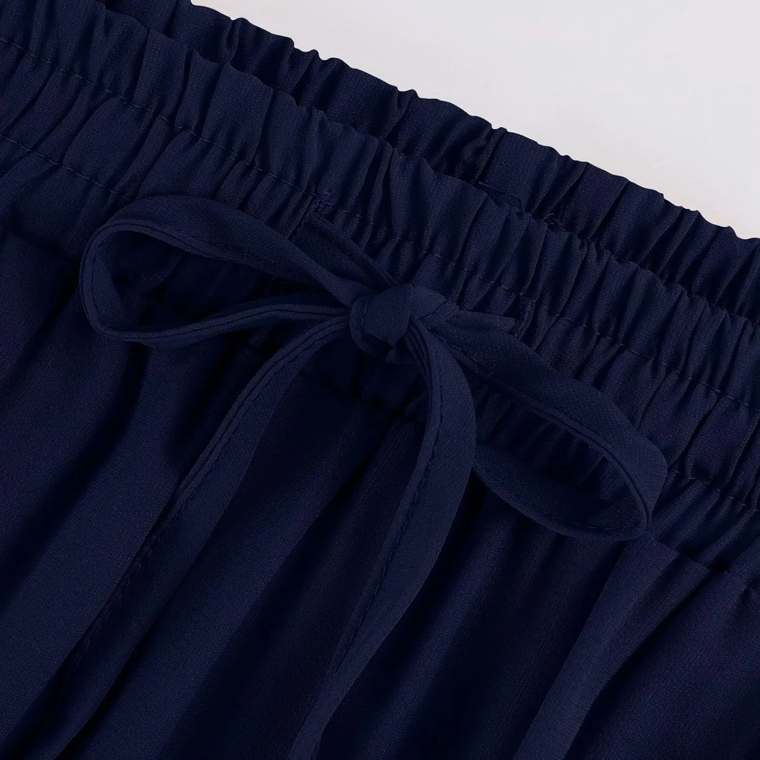 Silk Maxi Skirts for Women Long Tiered Elastic High Waisted Skirts Drawstring Pleated Dance Flowy Skirt with Pockets