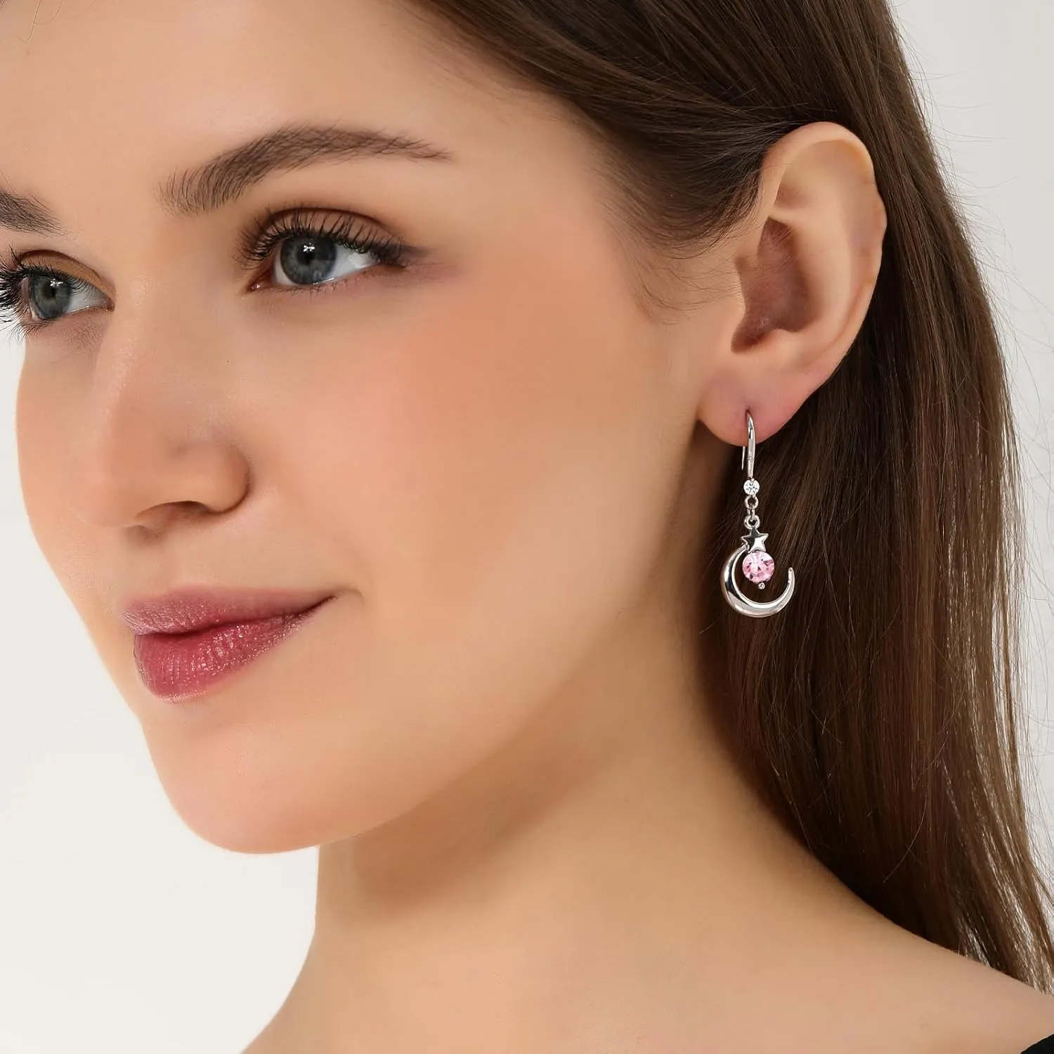 Silver Crystal Dangle Earrings Set for Women Hypoallergenic Leverback Drop Earrings Multiple Leverback Earrings Jewelry Set Rhinestone Christmas Valentine's Day Holiday Present