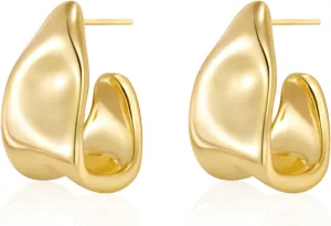 Silver Earrings for Women,Sterling Silver Earrings Chunky Silver Earrings Statement Cute Thick Earrings Trendy Jewelry Gifts for Women