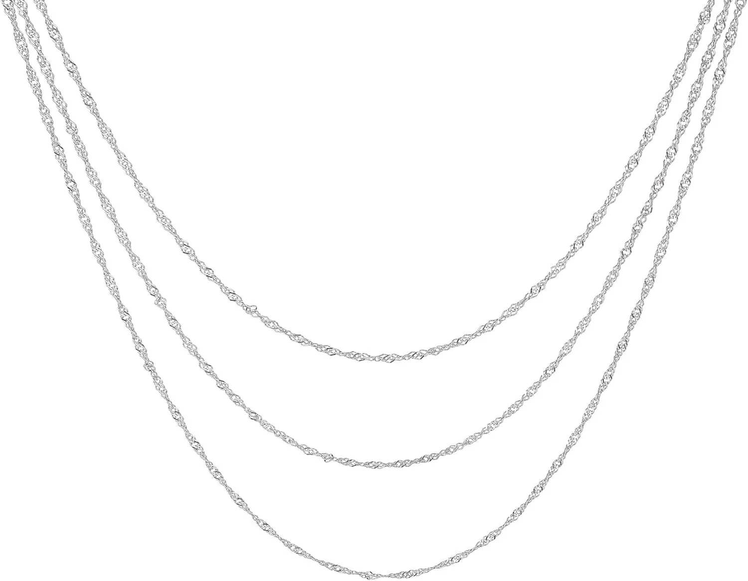 Silver Layered Necklaces for Women,925 Sterling Silver Plated Chain Choker Necklace Stack, Herringbone Paperclip Silver Necklace Set