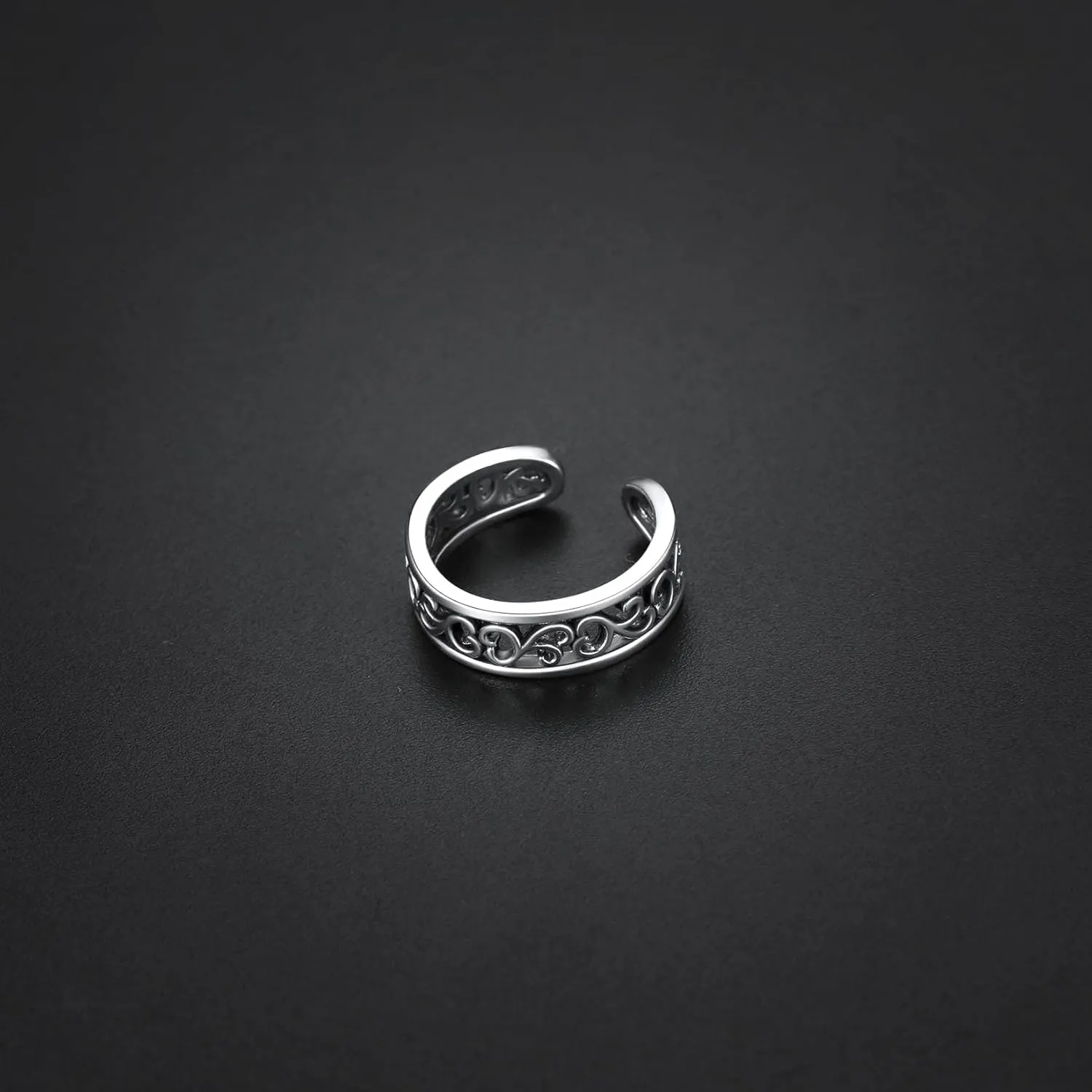 SILVERCUTE Toe Ring, Chic 925 Stamped Toe Ring, Band/Leaf Toe Ring, Sterling Silver Open Adjustable Toe Ring Set, Adjustable Pinky Rings