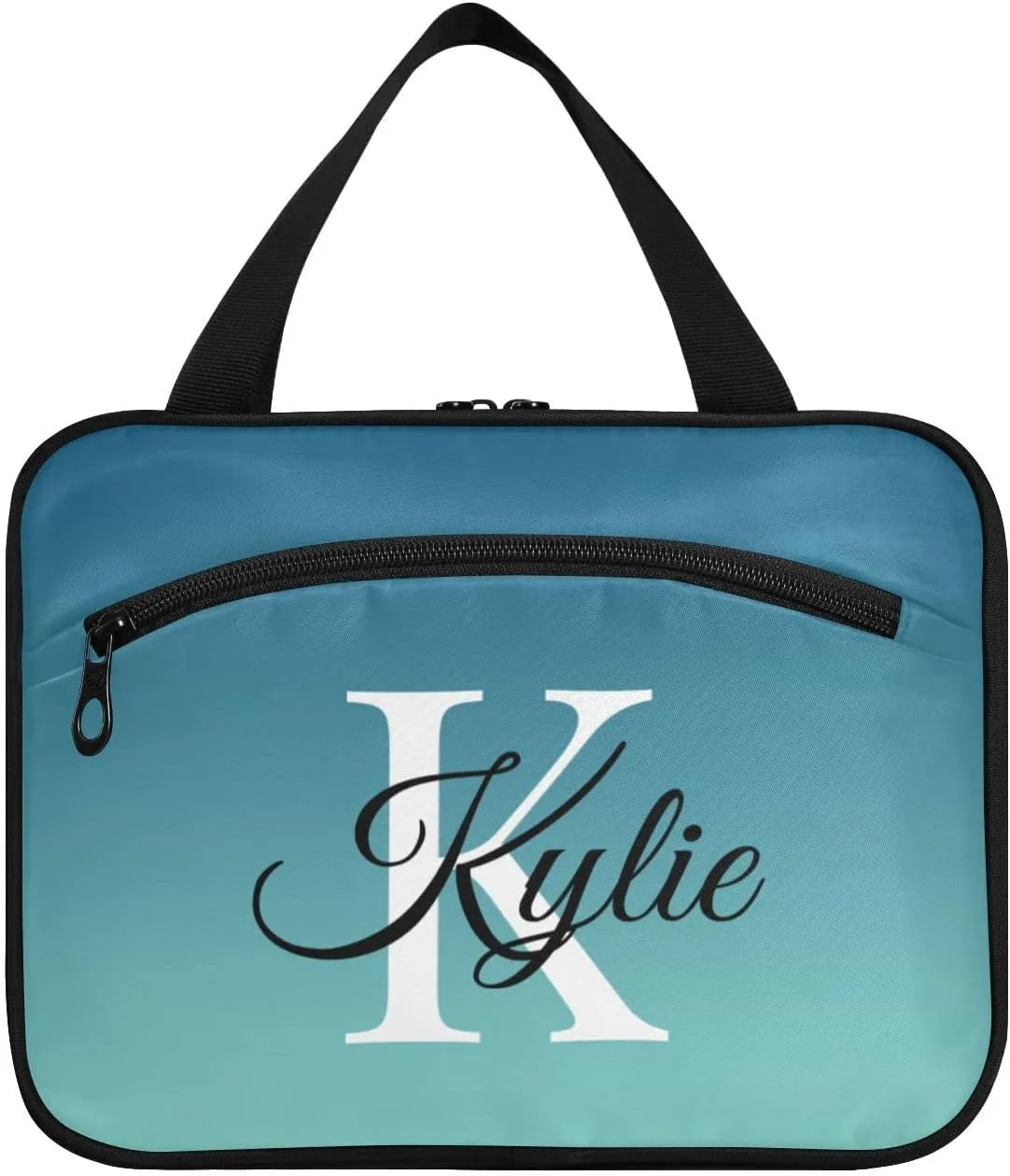 Sinestour Blue Gradient Personalized Toiletry Bag for Women Men Travel Makeup Bag Organizer with Hanging Hook Cosmetic Bags Hanging Toiletry Bag Travel Bag for Toiletries Accessories Gifts Shampoo