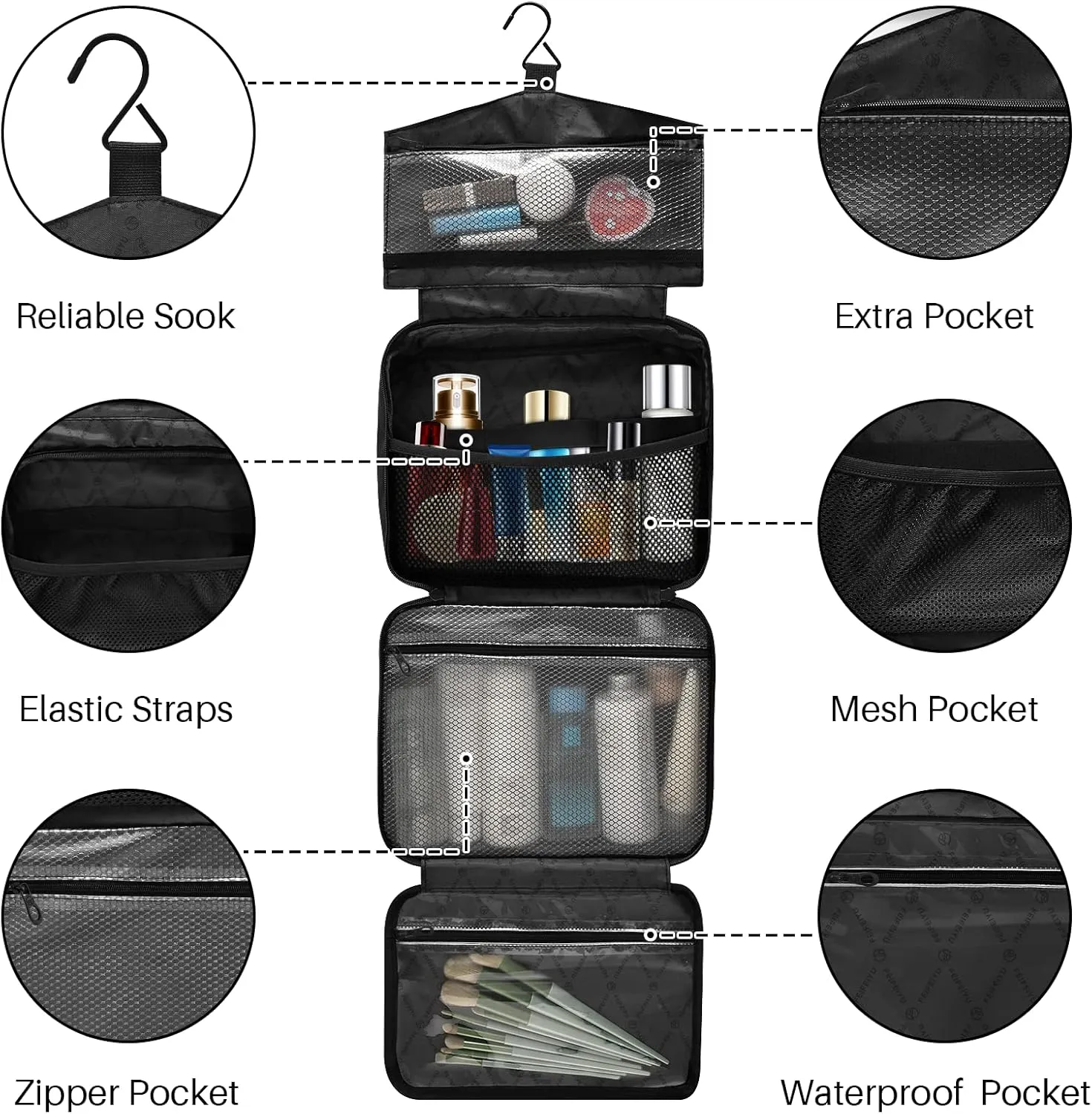 Sinestour Blue Red Gradient Personalized Toiletry Bag for Women Men Travel Makeup Bag Organizer with Hanging Hook Cosmetic Bags Hanging Toiletry Bag Travel Bag for Toiletries Accessories Shampoo