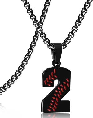 SKQIR Baseball Jersey Number Pendant for Men & Boys - Stainless Steel Chain for Athletes - Black