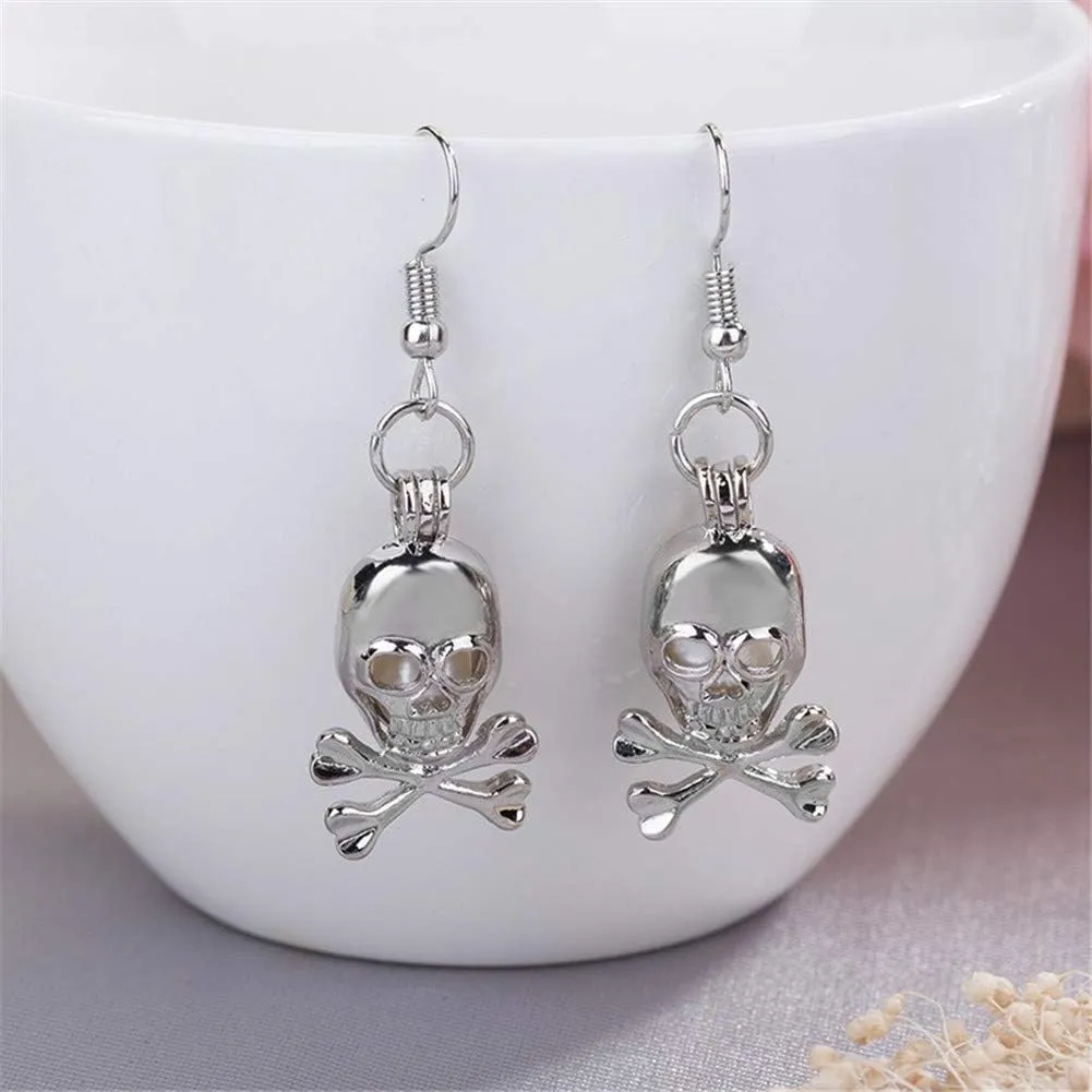 Skull Dangle Earrings for Women Luminous Glowing Skull Head Earrings Gothic Skeleton Head Drop Earrings Retro Glow in The Dark Skull Earrings Hook Halloween Earrings Jewelry Gifts
