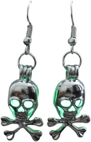 Skull Dangle Earrings for Women Luminous Glowing Skull Head Earrings Gothic Skeleton Head Drop Earrings Retro Glow in The Dark Skull Earrings Hook Halloween Earrings Jewelry Gifts