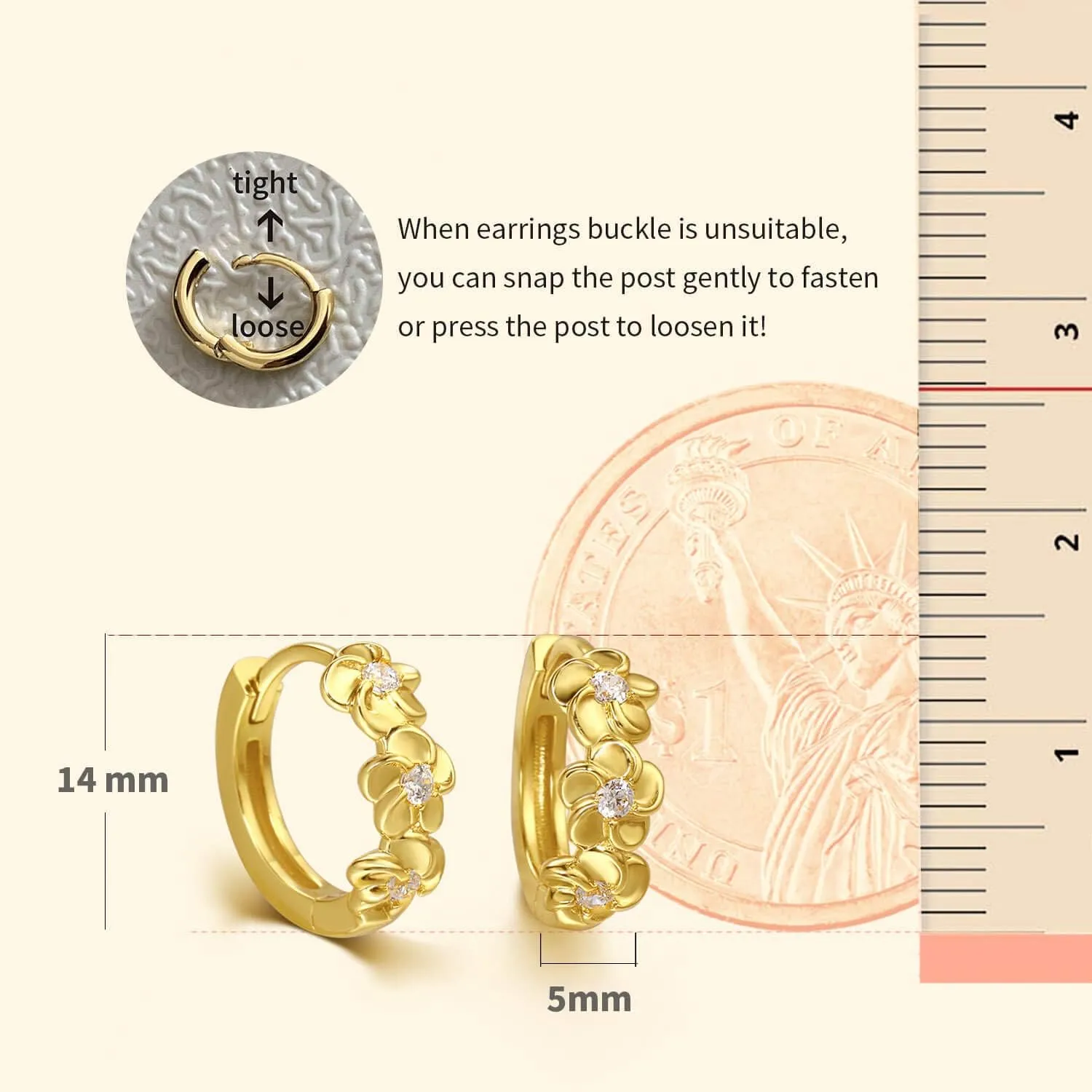 S.Leaf Tiny 14K Gold Hoop Earrings for Women Sterling Silver Flower Hoop Earrings Huggie Mini Hoop Earrings