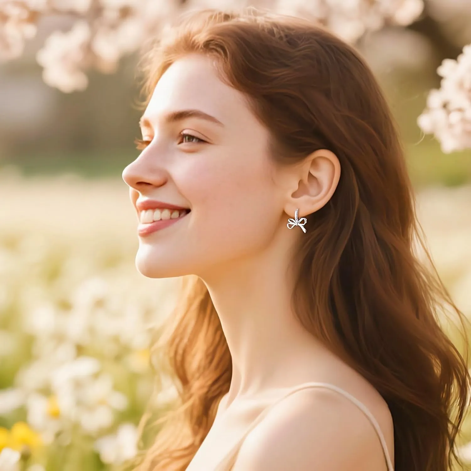 SLUYNZ 925 Sterling Silver Bow Hoop Earrings for Women Teens Ribbon Huggie Earrings for Mother's Day