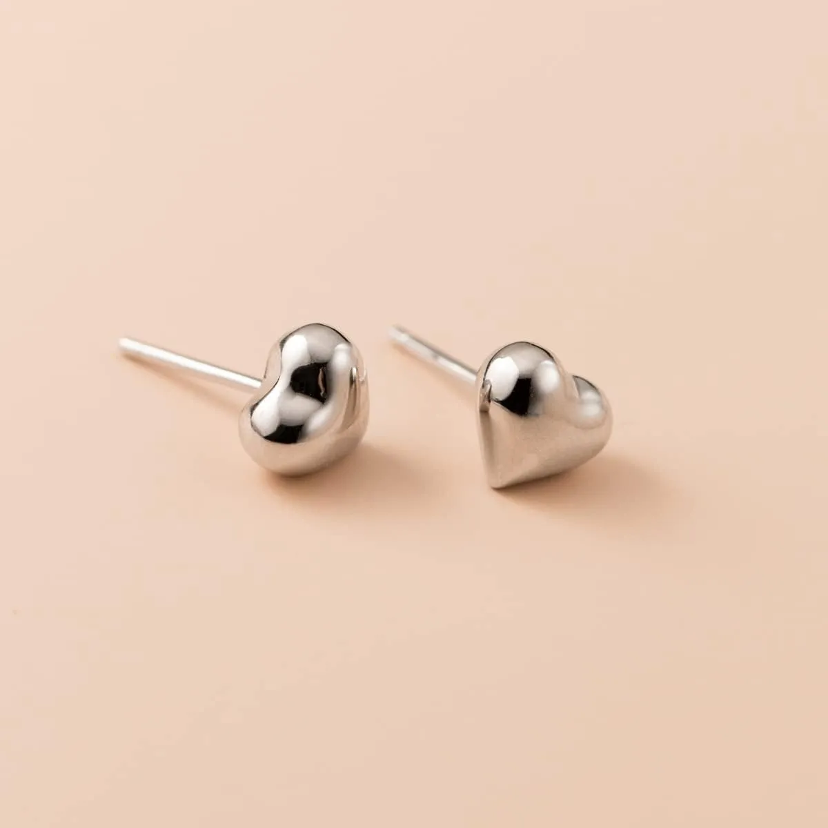 SLUYNZ Solid 925 Sterling Silver 8MM Fat Heart Earrings Studs for Women Teens Sweet Love Studs Earrings