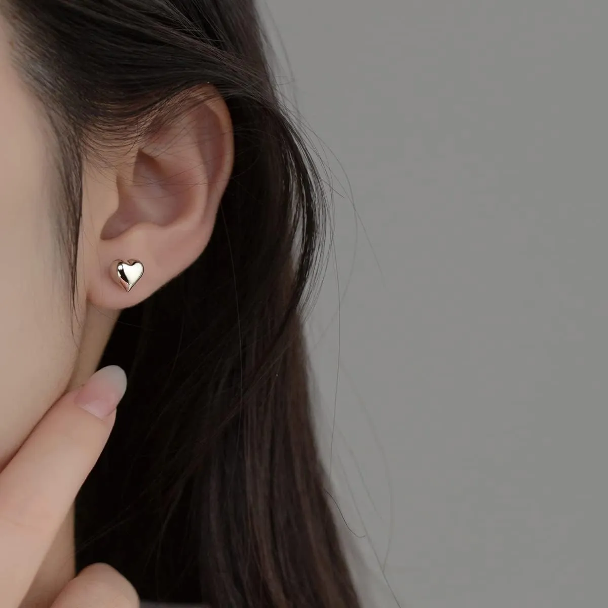 SLUYNZ Solid 925 Sterling Silver 8MM Fat Heart Earrings Studs for Women Teens Sweet Love Studs Earrings