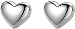 SLUYNZ Solid 925 Sterling Silver 8MM Fat Heart Earrings Studs for Women Teens Sweet Love Studs Earrings