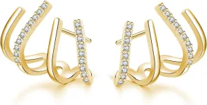 SLUYNZ Solid 925 Sterling Silver Claw Earrings Huggie for Wome Half Hoop Earrings Cuff Earrings Wrap