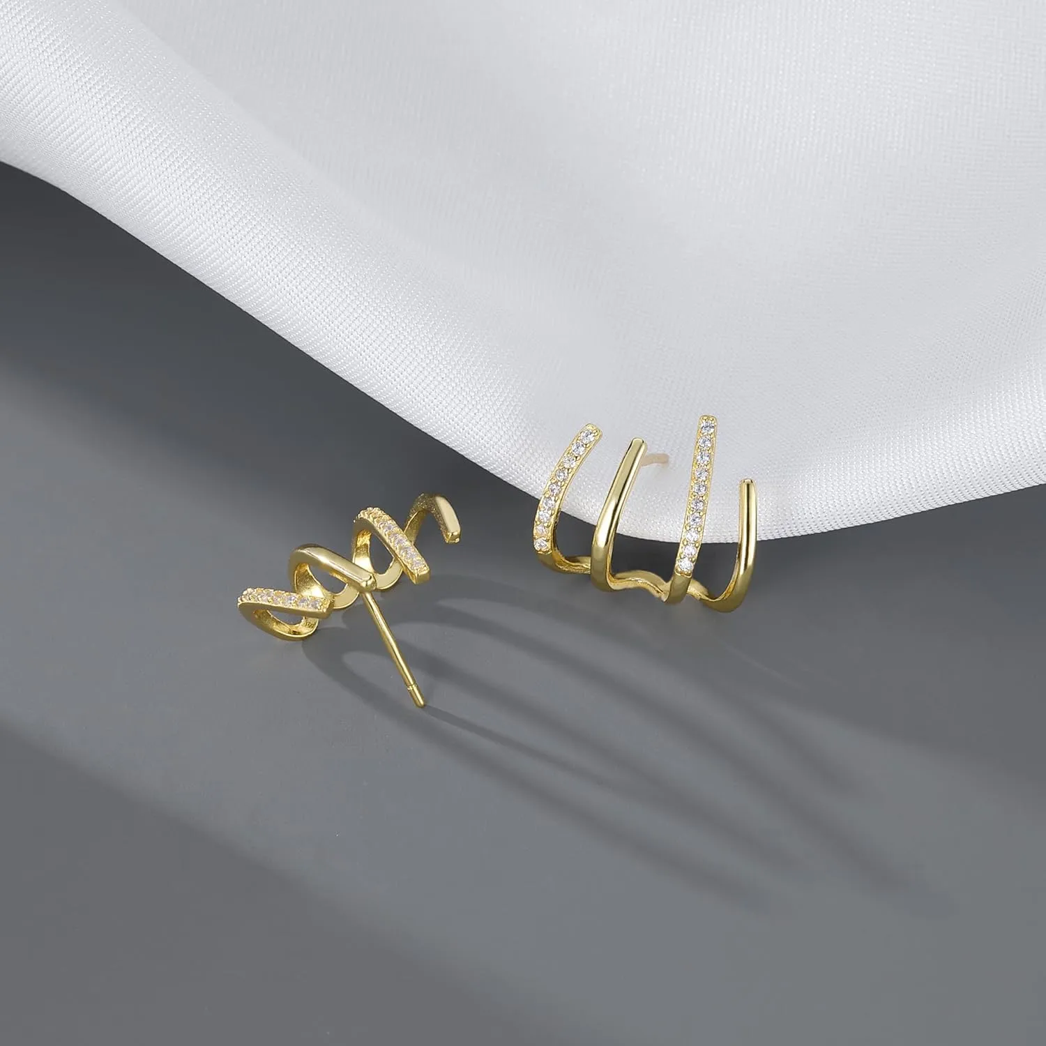 SLUYNZ Solid 925 Sterling Silver Claw Earrings Huggie for Wome Half Hoop Earrings Cuff Earrings Wrap